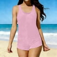 thumbnail image 3 of Womens Plus Size 3 Piece Athletic Tankini Set High Waisted Boyshort Racerback Cross Back Pink S-XXXL,Size M, 3 of 5