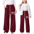 thumbnail image 4 of Vividxx Pants For Girls Bow Detail Loose Fit Straight Leg Jogger Pants With Back Pocket Casual Playwear Soft Comfortable Trousers 4-5 Years, 4 of 4
