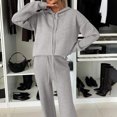 thumbnail image 7 of Kmdttou Track Suits for Women' Fall And Winter Casual Solid Color Fashionable Hooded Top And Wide Leg Drawstring Pants Set Suit on Clearance!, 7 of 7