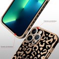 thumbnail image 2 of Funda para iPhone 13 Pro Max con revestimiento de leopardo, elegante y de lujo, con protector de cámara, suave, a prueba de golpes, con esquinas traseras protectoras, color negro, 2 of 8