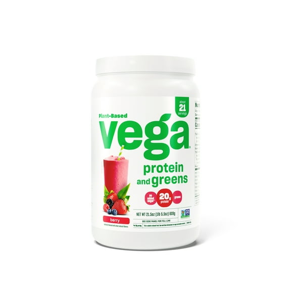 Vega Protein & Greens Plant-Based Protein Powder, Berry, 21 Servings (21.5 oz)