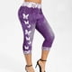 thumbnail image 1 of ICHUANYI Clearance Women's Elastic Fashion Printed Tight Casual Capris(Purple, XL) ICHUANYI WER2023081100061, 1 of 7
