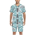 thumbnail image 5 of joogoo Men's Pajama Set Moroccan Geometry V-Neck Pj Shorts Set 2 Piece Loungewear Sleepwear M, 5 of 7