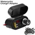 thumbnail image 1 of Motorcycle USB Charger 3.1A Waterproof Quick Charge Motorbike Power Adapter Charger with Cigarette Lighter Socket Clock and Voltmeter for Smart Phone Tablet GPS, 1 of 6