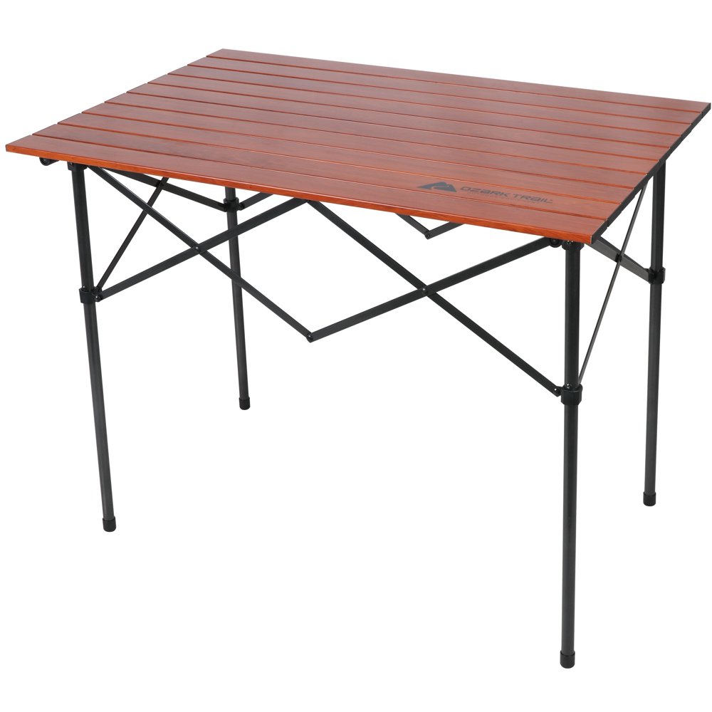 Ozark Trail Hazel Creek Rectangular Folding Aluminum RollTop Table