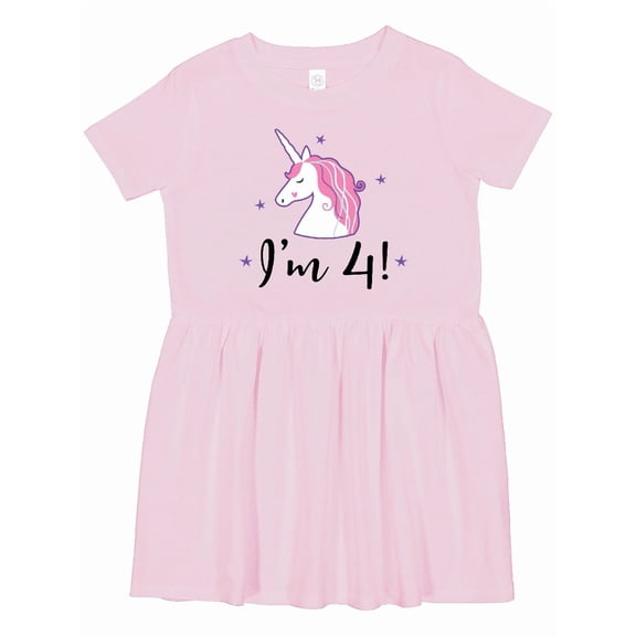 Inktastic 4th Birthday Cute Unicorn Girls Toddler Dress