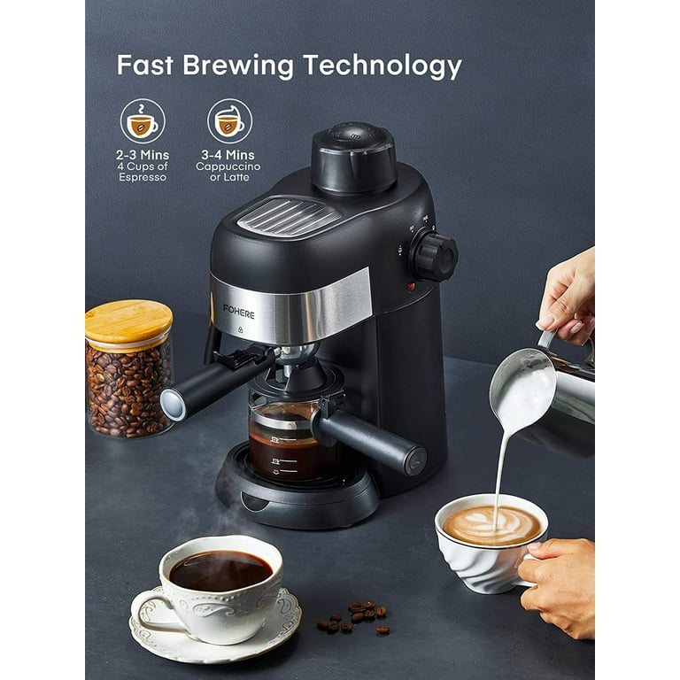  Coffee Machine, 3.5 Bar Coffee Maker with Milk Frother, 800W  Compact Espresso and Cappuccino Machine with Preheating Function, 4 Cup  Portable Coffee Maker for Cappuccino Latte, Gift for Coffee Lover: Home