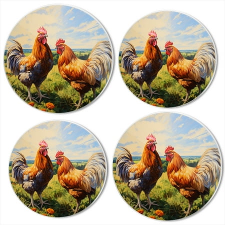 

Bahomeck Electric Stove Burner Covers Set Of 4 A Pair Of Roosters Standing On The Grassland In Countryside Metal Gas Stove Burner Covers Protecting Gas Stoves 8 Inch And 10 Inch