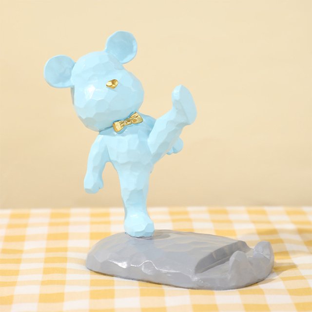 Soporte Para Teléfono Soporte para teléfono con forma de oso, antideslizante, con estatua bonita, para escritorio de dormitorio (azul) Wdftyju Libre de BPA