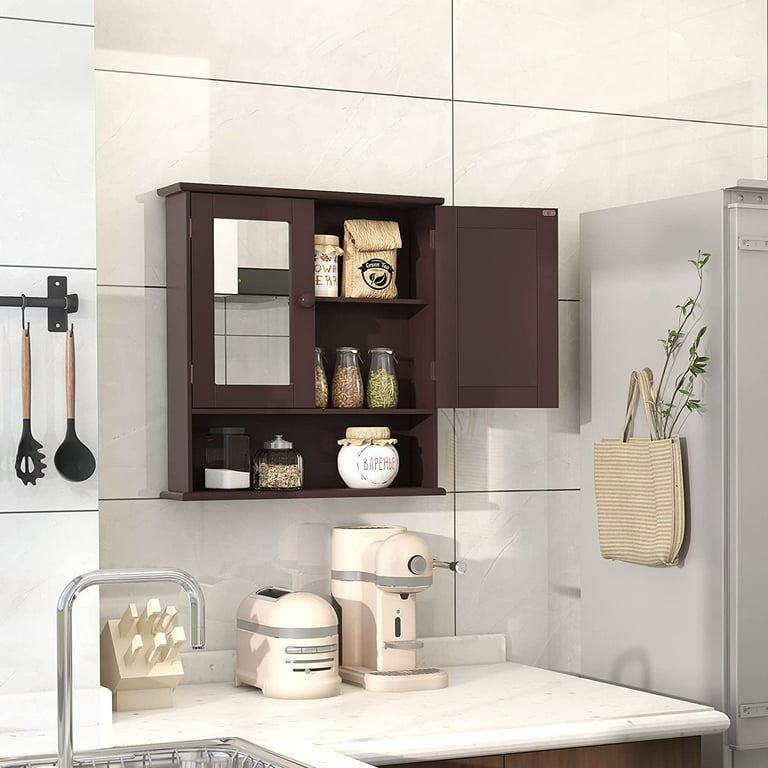 Wall-Mounted Medicine Cabinet Bathroom Storage Shelf Organizer with 2 Doors