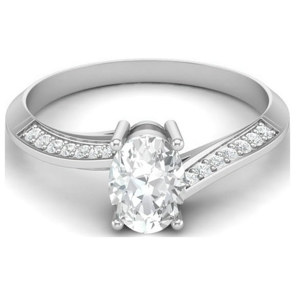 AVDAN 1.56 Cts Oval Moissanite Diamond 925 Sterling Silver Solitaire Accent Woman Ring