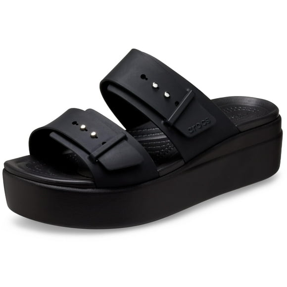 Sandalia Crocs Brooklyn Buckle Cuña Baja Negra 1 4 M