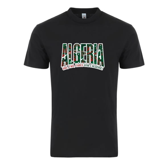 Algeria Soccer Viva L'ALGERIE T-Shirt 2026 – Unisex Adult Football Fan Tee, World Tournament Supporter Shirt - Black - S