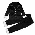 thumbnail image 2 of GPOECD Christmas Pajamas for Family Two Piece Long Sleeve Lapel Top and High Waist Pants for Family Outfits Pajama Set Winter,Black,7-8 Years, 2 of 8