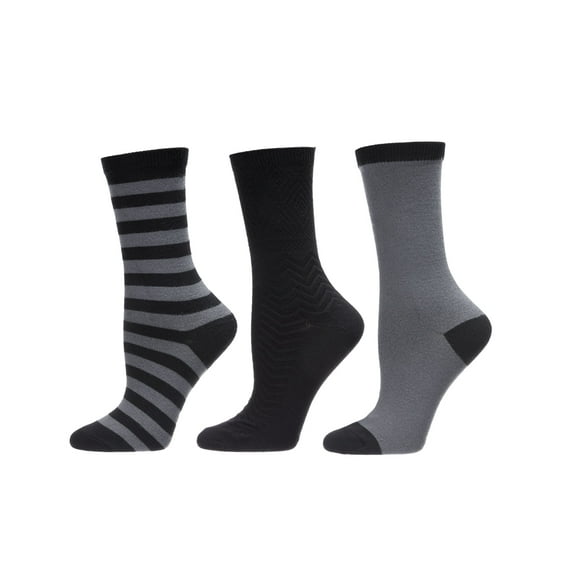 MeMoi 3 Pairs Women's Marled Stripe Buttersoft Crew Socks - Mens - Male