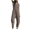 thumbnail image 2 of jjayotai Womens Casual Jumpsuits, Twisted Back Onesie Rompers Sleeveless Baggy Solid Loose Fit Overalls Jumpers Coffee S, 2 of 9