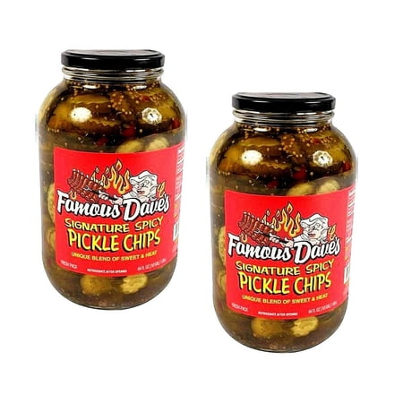 Famous Dave s Signature Spicy Pickle Chips Kosher 2 Large Glass Jars 64oz/4lb each