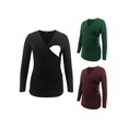 thumbnail image 3 of Jchiup Maternity Shirt Side Button and Ruched Long Sleeve Tunic Nursing Tops, 3 of 5