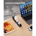 thumbnail image 5 of DEWENWILS 6-Outlet Surge Protector Power Strip, 15ft Long Cord Power Strip, Low Profile Flat Plug, 500 J, Black, 5 of 8
