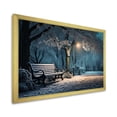 thumbnail image 2 of Designart "Nighttime Floral Canopy in Snowy Park" Landscapes Framed Wall Art Decor - Country Blue Forest Winter Entryway Framed Wall Art, 2 of 6