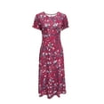 thumbnail image 2 of Blossoming Floral Print Dress - Comfortable Crew Neck, Stylish Short Sleeves, 2 of 11