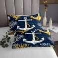 thumbnail image 3 of Erosebridal White Anchor Quilt Sets for Queen Size Bed,Sea Shell Bed Set,Ocean Bedroom Decor,Lightweight,3pcs, 3 of 5