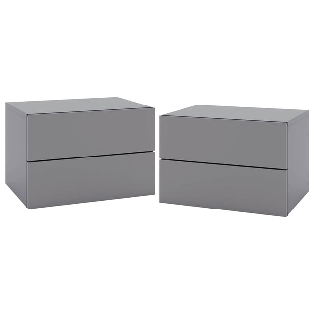 Costway 2 Pcs Table de Chevet Flottante avec Tiroir Rangement Étagère de Chambre Flottante Moderne Gris