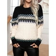 thumbnail image 2 of KelaJuan Women Loose Knit Sweater Wave Stripe Jacquard Long Sleeve Pullovers Fall Winter Crew Neck Jumpers Streetwear, 2 of 6