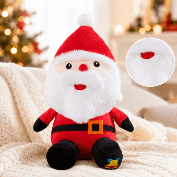 Santa Claus Plush Doll Christmas Pillow Decor, Soft Cloth Figure with Reinforced Stitching for Sofa Mantel Display, Holiday Gift, 9.4 in