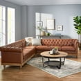 thumbnail image 2 of Kinzie Chesterfield Tufted 7 Seater Sectional Sofa with Nailhead Trim, Cognac Brown and Natural, 2 of 14