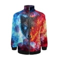 thumbnail image 4 of Chaqueta con cremallera y estampado 3D de astronauta para hombre, chaqueta holgada informal de manga larga con estampado de lobo colorido, abrigo para niños de calle, 4 of 4