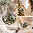 thumbnail image 3 of Round Clear Acrylic Christmas Ornament, Winter Cabin Christmas Tree Printed Hanging Ornament, Forest Scene for Tree, Wreath, Garland, Mantel, Window and Holiday Decor​, C, 3 of 5