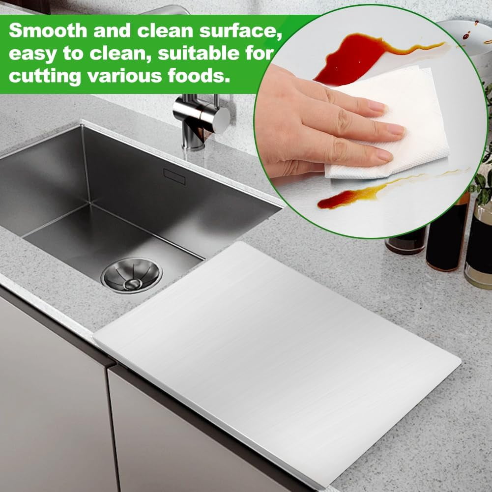 Stainless Steel Cutting Boards for Kitchen, Large Metal Cuttin-g Board with Counter Lip Cutting Board Over Sink for Meat,Fruits,Vegetables,Bread,Noodle,and Pizza(SIZE:30 * 40)