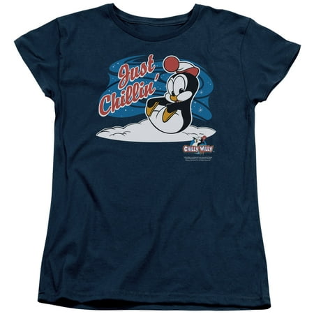 Chilly Willy Penguin Funny Cartoon Character Just Chillin Women's T-Shirt (Best Female Cartoon Characters)