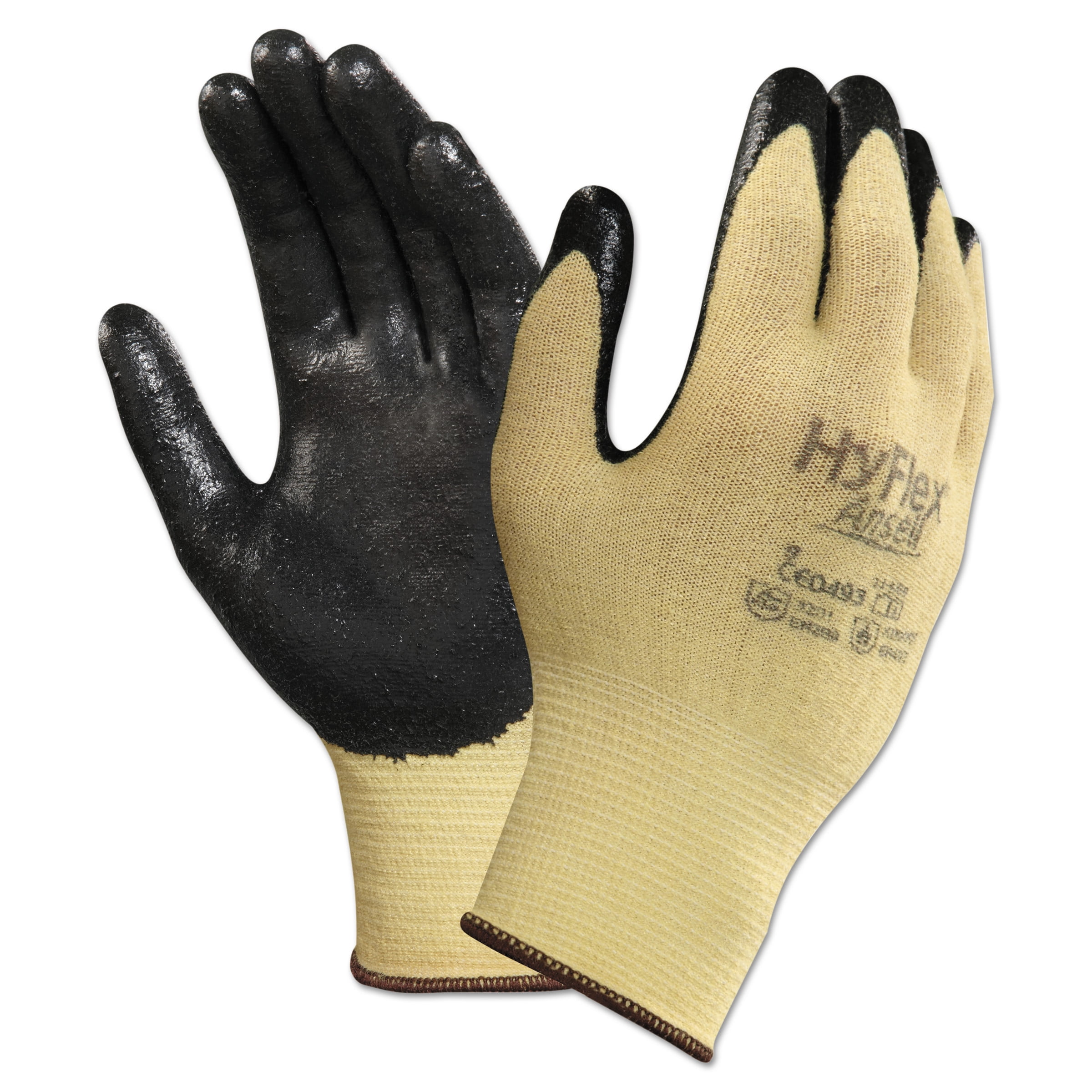 AnsellPro HyFlex CR Gloves, Size 7, Yellow/Black, Kevlar/Nitrile, 24