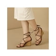 thumbnail image 6 of BLISSFUL STEP Women's Sandals Wedge Heels Strappy Lace up Sandals, 6 of 8