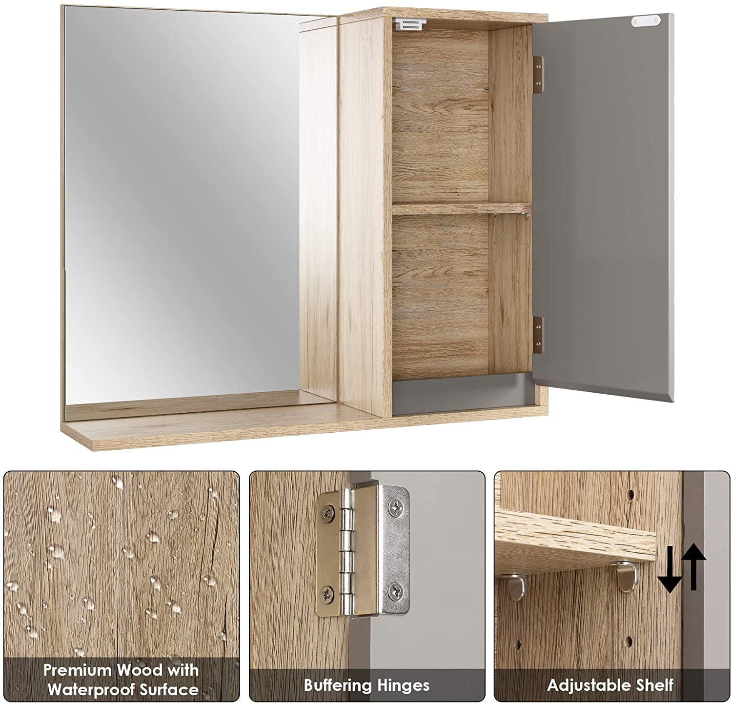Medicine Cabinet Wall Mount Bathroom Cabinet Single Door Wooden Bathroom  Wall Cabinet - Yahoo Shopping