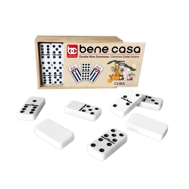 Bene Casa  Dominoes Double Nine in Wooden Box - 55 Piece