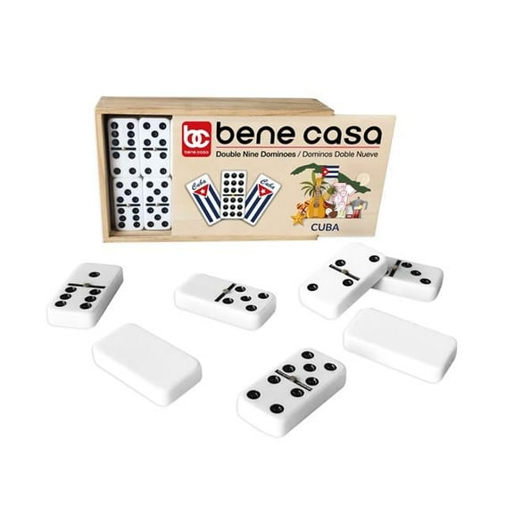 Dominoes Double Nine in Wooden Box - 55 Piece