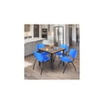 thumbnail image 2 of Regency Kee 48" Square Breakroom Table- Noble Oak/ Black & 4 'M' Stack Chairs- Blue, 2 of 9