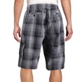 thumbnail image 2 of Men's Plaid Checkered Multi Pocket Elastic Waist Lightweight Casual Cargo Shorts (20 Black/White/Stripes, XL), 2 of 3