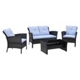 thumbnail image 4 of CorLiving Cascade 4Pc Black Resin Rattan Wicker Patio Conversation Set, 4 of 8