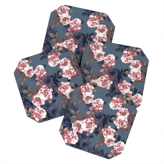 Society6 Emanuela Carratoni Moody Florals Set of 4 Coasters