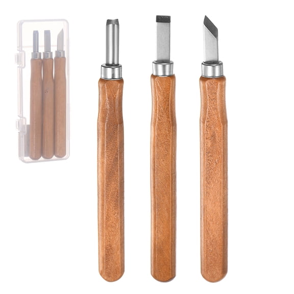Uxcell 3 Packs SK2 High Carbon Steel Wood Chisels Hand Carving Tools Carving Knife Set