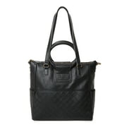 Time and Tru Women's Giselle Faux Leather Convertible Tote Handbag Black