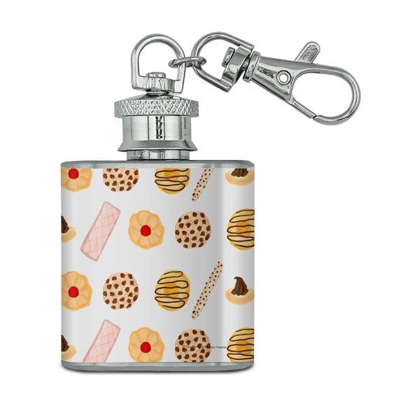 Delicious Cookies Desserts Pattern Stainless Steel 1oz Mini Flask Key Chain