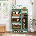 thumbnail image 2 of Eastvita GAOMON Entryway Rattan Shoe Cabinet Hidden Wood Shoe Rack with 3 Flip Drawers/Narrow Freestanding Organizer for Hallway/Easy to Assemble, 2 of 6