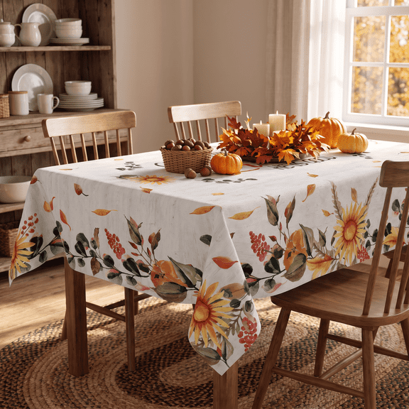 Sm:)e Give Thanks to The Load for He is Good Thanksgiving Tablecloth 60x84 Inch, Wrinkle-Resistant & Machine Washable Table Cover for Dining Decor, Rectangle