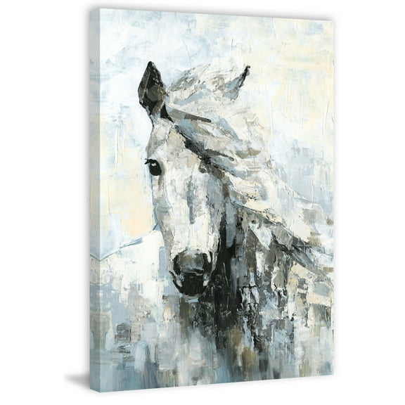 Parvez Taj "Great White Horse" Painting Print on Wrapped Canvas