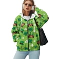 thumbnail image 5 of COEQINE Full Zip Up Sweatshirts Women's Long Sleeve Hoodie Oversized Soft Jacket with Pockets Shamrock Leprechaun Hat and Dog Green Print Fashion Casual Wear for St. Patrick's Day, XS, 5 of 7